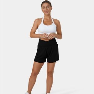 In My Feels High Waisted Crossover Side Pocket 2-in-1 Casual Shorts 2.5"